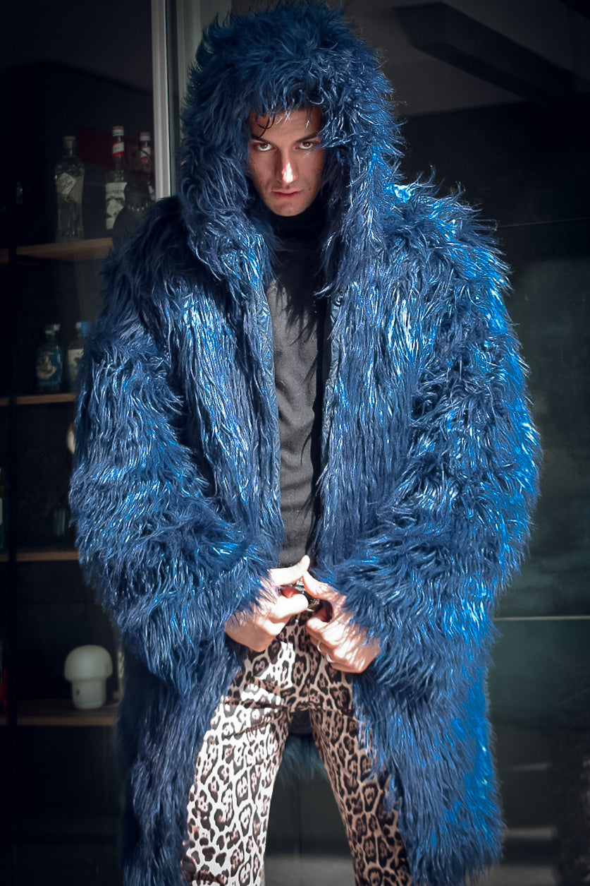 Pelliccia Fake Fur Blu di Persia