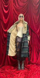 Cappotto tartan in eco pelliccia