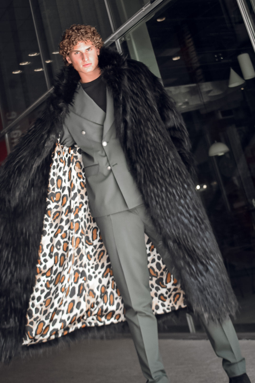 Pelliccia Fake Fur Black&Jaguar