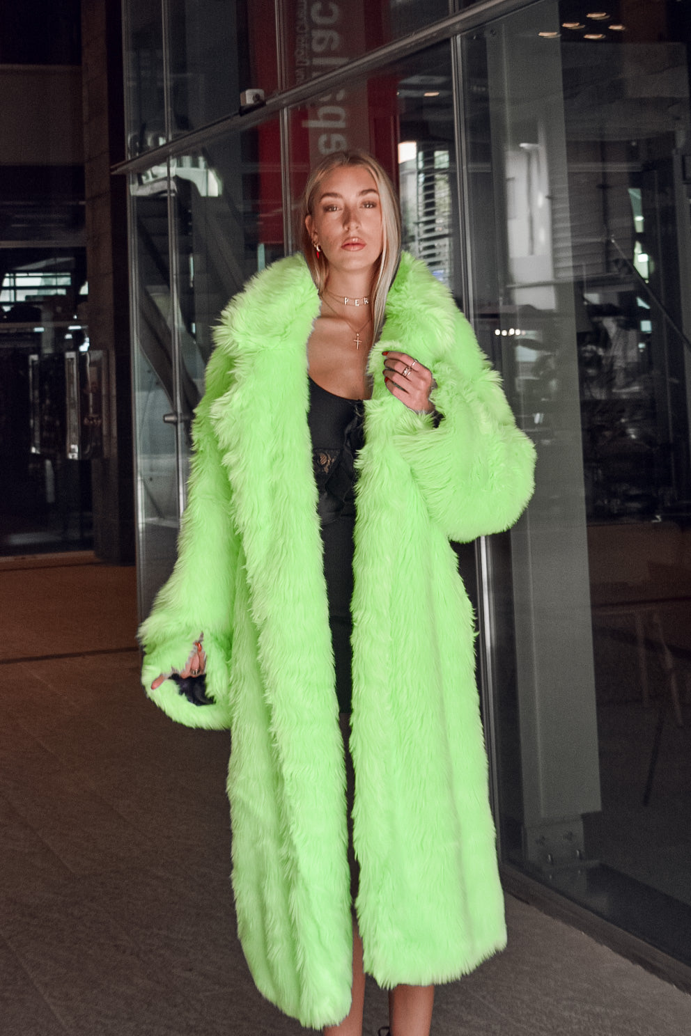 Pelliccia Fake Fur Fluo Green