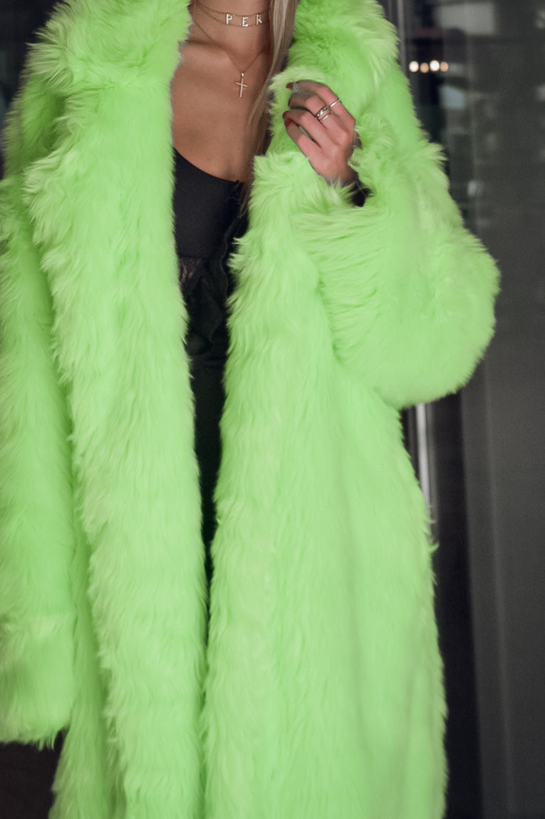 Pelliccia Fake Fur Fluo Green
