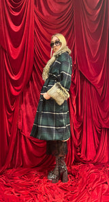 Cappotto tartan in eco pelliccia